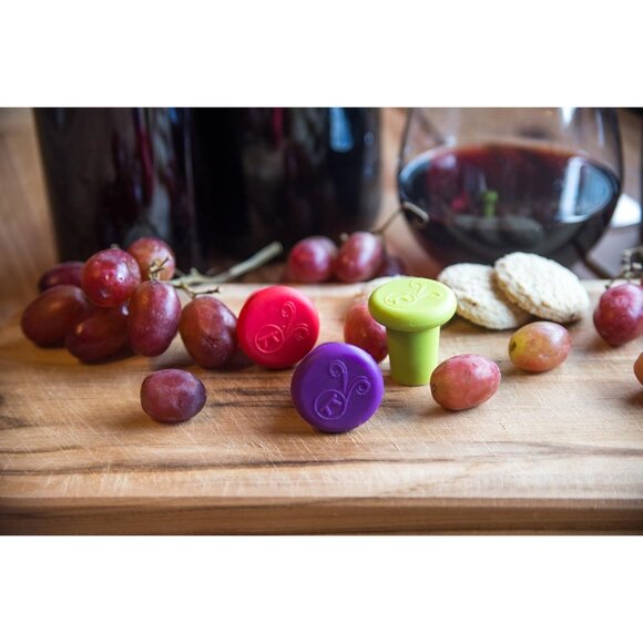 B229 Silicone Wine Bottle Stoppers, Set of 4, Assorted - Picture 8 of 10